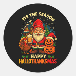 Adesivo Redondo Camisa Gnome Feliz Hallothanksmas Dia das Bruxas A