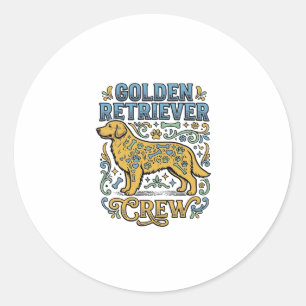 Adesivo Redondo Camisa Golden Retriever Com Arte Vintage de Amante