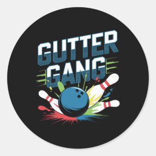 Adesivo Redondo Camisa Gutter Gang Camisas engraçadas de boliche G