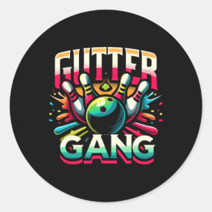 Adesivo Redondo Camisa Gutter Gang Camisas engraçadas de boliche G