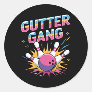 Adesivo Redondo Camisa Gutter Gang Camisas Engraçadas de Boliche G