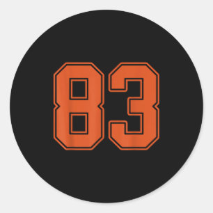 Adesivo Redondo Camisa Jogador Uniforme Número 83 Laranja Queimado
