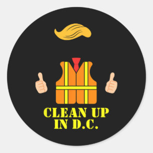 Adesivo Redondo Camisa Laranja Do Trump Limpa Em D C Engraçado Cam