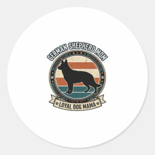 Adesivo Redondo Camisa Mãe Pastor Alemão Amante de Cachorro Vintag