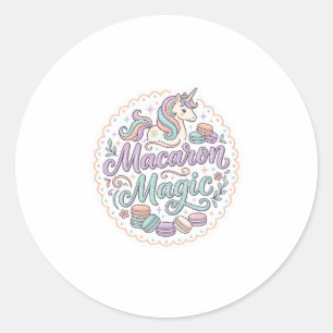Adesivo Redondo Camisa Mágica de Macaron de Unicórnio Caprichoso D