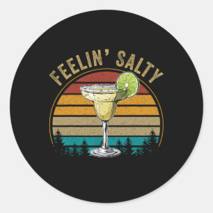 Adesivo Redondo Camisa Margarita das Mulheres Sentindo Salty Cinco
