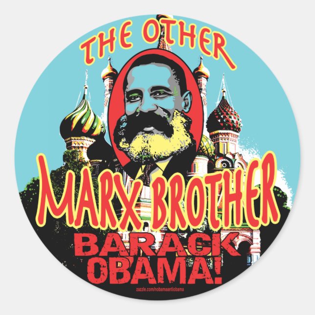 Adesivo Redondo Camisa Marx Brother anti Obama (Frente)