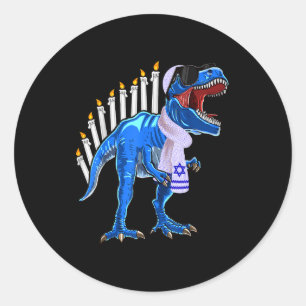 Adesivo Redondo Camisa Menorasaurus Rex T Rex Dinossauro Hanukkah