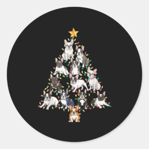 Adesivo Redondo Camisa Natal Árvore de Natal Bulldog Francês Xmas