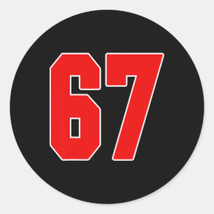 Adesivo Redondo Camisa Número 67 Vermelho Grande #67 Uniforme Joga