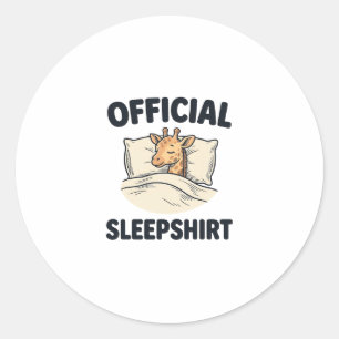 Adesivo Redondo Camisa Oficial de dormir Girafa Camisa engraçada d