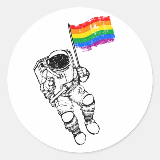 Adesivo Redondo Camisa-orgulho gay Astronauta (Frente)