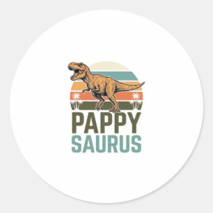 Adesivo Redondo Camisa Pappysaurus Dinossauro Engraçado Pôr do Sol