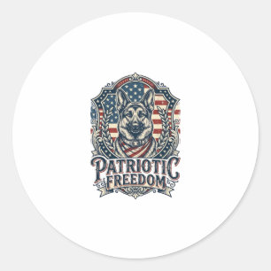 Adesivo Redondo Camisa Patriótica com Gráfico Vetorial de Pastor A