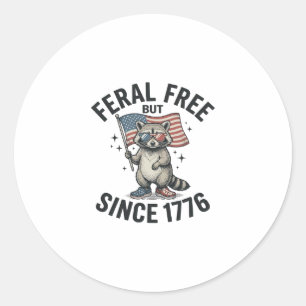 Adesivo Redondo Camisa Patriótica de Guaxinim Feral Mas Livre Desd