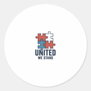 Adesivo Redondo Camisa Patriótica Peça de Puzzle Unidos Nós Perman