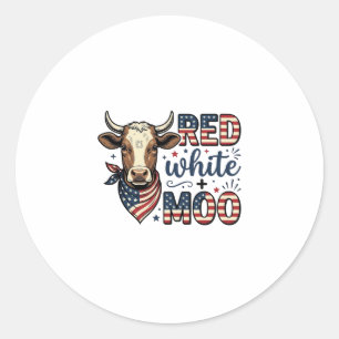 Adesivo Redondo Camisa Patriótica Vaca Vermelha Branca Moo 4 de Ju