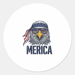 Adesivo Redondo Camisa Patriótica Vintage Águia Merica Design_1