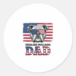 Adesivo Redondo Camisa Patriótica Vintage de Papai Bulldog Inglês