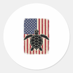 Adesivo Redondo Camisa Patriótica Vintage Tartaruga Marinha Bandei