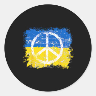 Adesivo Redondo Camisa Paz Na Ucrânia Brasão Da Bandeira Da Ucrâni