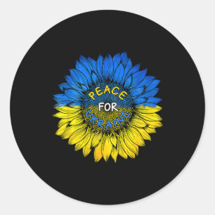 Adesivo Redondo Camisa Paz Para a Ucrânia Ucrânia Girassol Ukraini