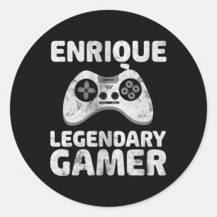 Adesivo Redondo Camisa Personalizada de Gamer Lendário Enrique Nom