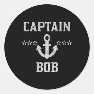Adesivo Redondo Camisa Personalizada do Capitão Bob Prata Nome