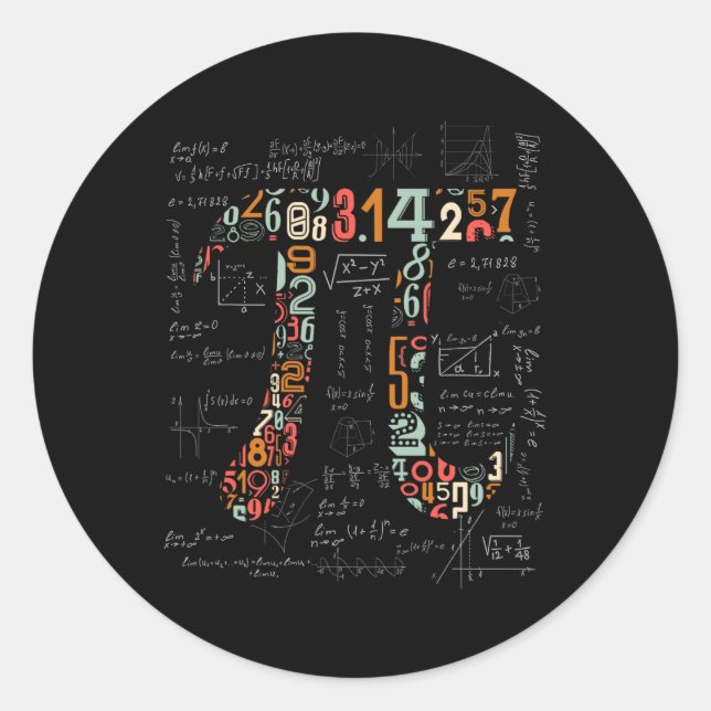 Adesivo Redondo Camisa Pi Números Pi Professores De Matemática 3.1 (Frente)