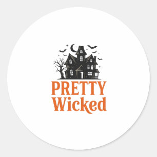 Adesivo Redondo Camisa Pretty Wicked Vintage Halloween Casa Assomb
