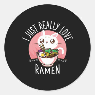 Adesivo Redondo Camisa Ramen Cat Anime - Roupa Kawaii Roupas Otaku