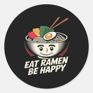 Adesivo Redondo Camisa Ramen Kawaii Estilo Divertido Gráfico Anime