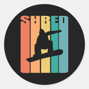 Adesivo Redondo Camisa Retro Snowboard Shirt Snowboarder Gift Sn