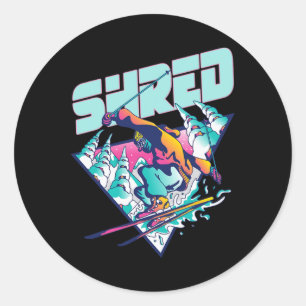 Adesivo Redondo Camisa Shred Vintage Freestyle Ski Farda dos Anos