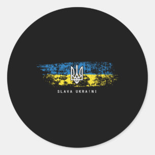 Adesivo Redondo Camisa Slava Ukraini Bandeira Ucraniana Ucrânia Tr