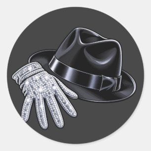 Adesivo Redondo Camisa Sparkly Diamond Glove e Fedora Hat Pop Art