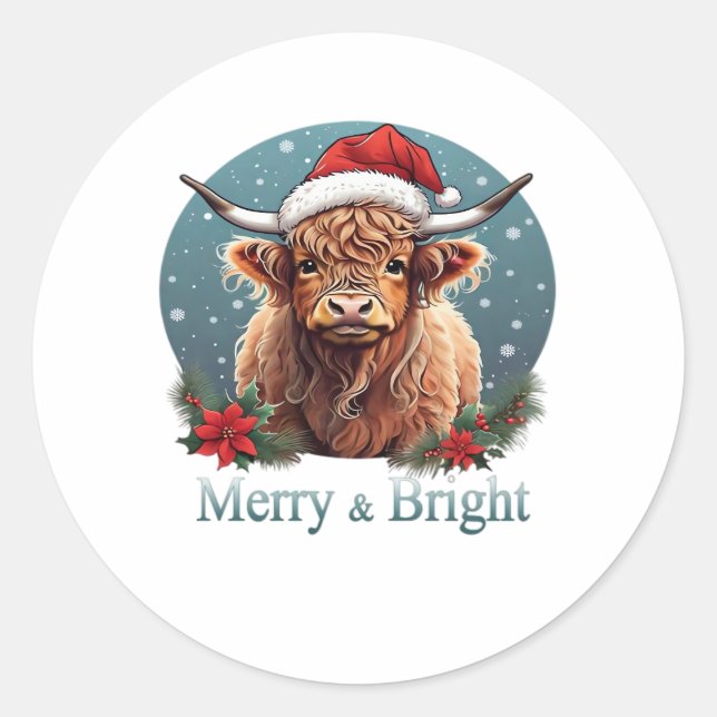 Adesivo Redondo Camisa-T Essencial de Vaca Highland (Frente)