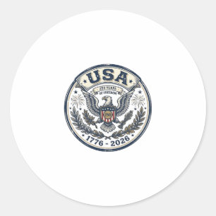 Adesivo Redondo Camisa USA 250 Anos Liberdade Águia Vintage Badge_