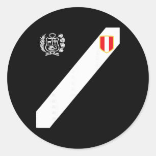 Adesivo Redondo Camisa Vermelha do Peru Bandeira Peruana Escudo Re