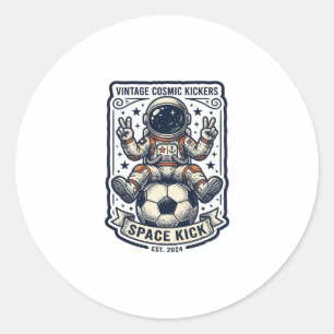 Adesivo Redondo Camisa Vintage Astronauta Sinal de Paz do Futebol