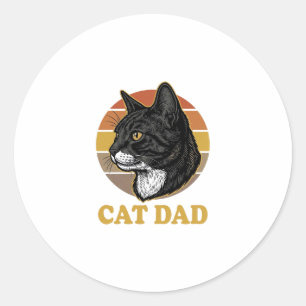 Adesivo Redondo Camisa Vintage Cat Dad Retro Cat Lover Design_1