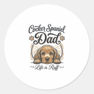 Adesivo Redondo Camisa Vintage de Cão do Papai Cocker Spaniel Vida
