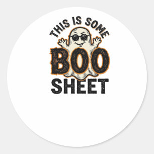 Adesivo Redondo Camisa Vintage de Halloween Funny Ghost Boo Sheet