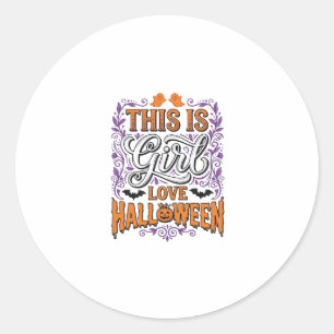 Adesivo Redondo Camisa Vintage Fofo de Halloween de Amor de Menina