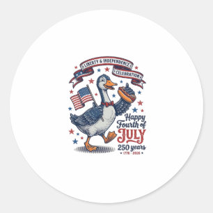 Adesivo Redondo Camisa Vintage Fourth of July Goose 250 Anos Desig