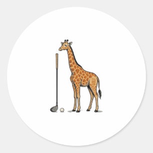 Adesivo Redondo Camisa Vintage Giraffe Golf Vector Desenho Gravura