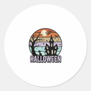Adesivo Redondo Camisa Vintage Halloween Casa Assombrada Design_1