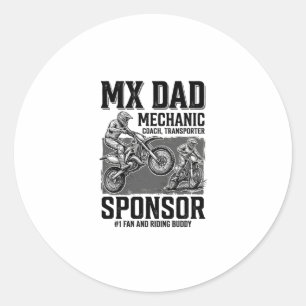 Adesivo Redondo Camisa Vintage MX Dad Motocross Riding Buddy Desig