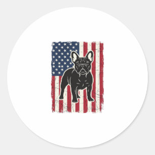 Adesivo Redondo Camisa Vintage Patriótica Bulldog Francês Bandeira