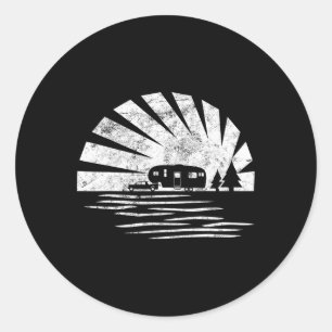 Adesivo Redondo Camisa Vintage Pôr do Sol Caravana 5ª Roda Férias